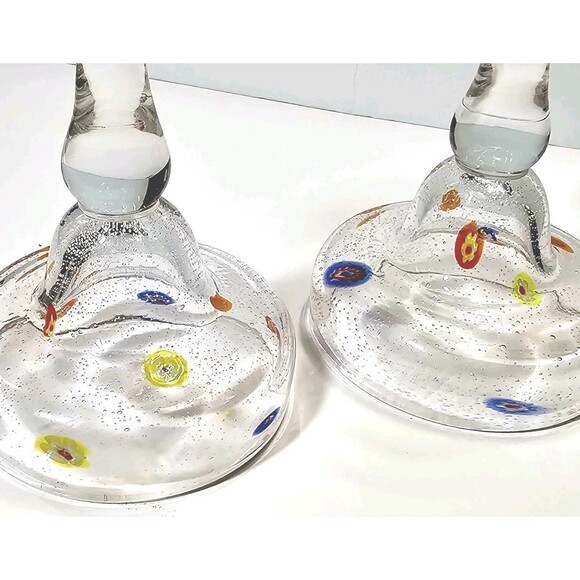 Crate & Barrel Zazz Millefiori Margarita Glasses Set of 2 Handblown Art Barware - Picture 9 of 9